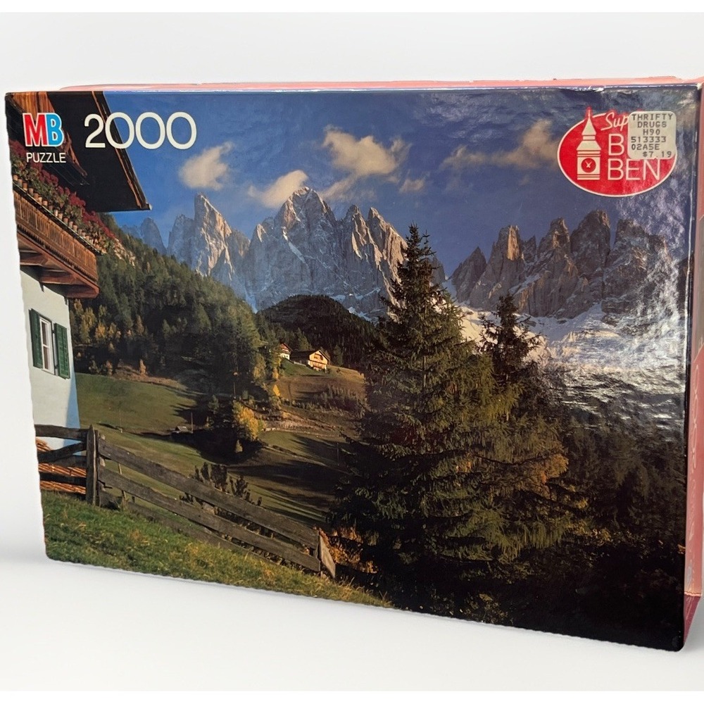 Vtg 1989 Milton Bradley Super Big Ben 2000pc Dolomites, Italy Puzzle-New UNOPEN